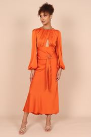 Sanderson Long Sleeve Wrap Maxi Dress - Orange | Petal & Pup (US)
