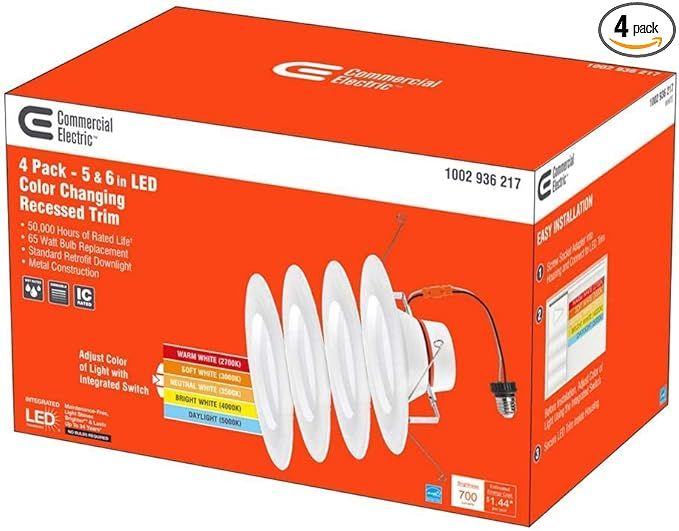 Commercial Electric SG_B07J23DL2S_US NS01aA11FR1-259 LED Retrofit, 4 Pack, Color Changing with Sw... | Amazon (US)