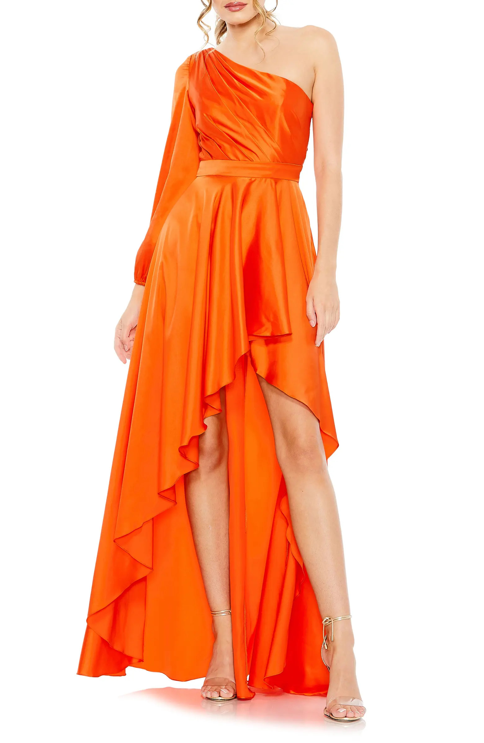 Mac Duggal One-Shoulder Single Long Sleeve High-Low Gown | Nordstrom | Nordstrom