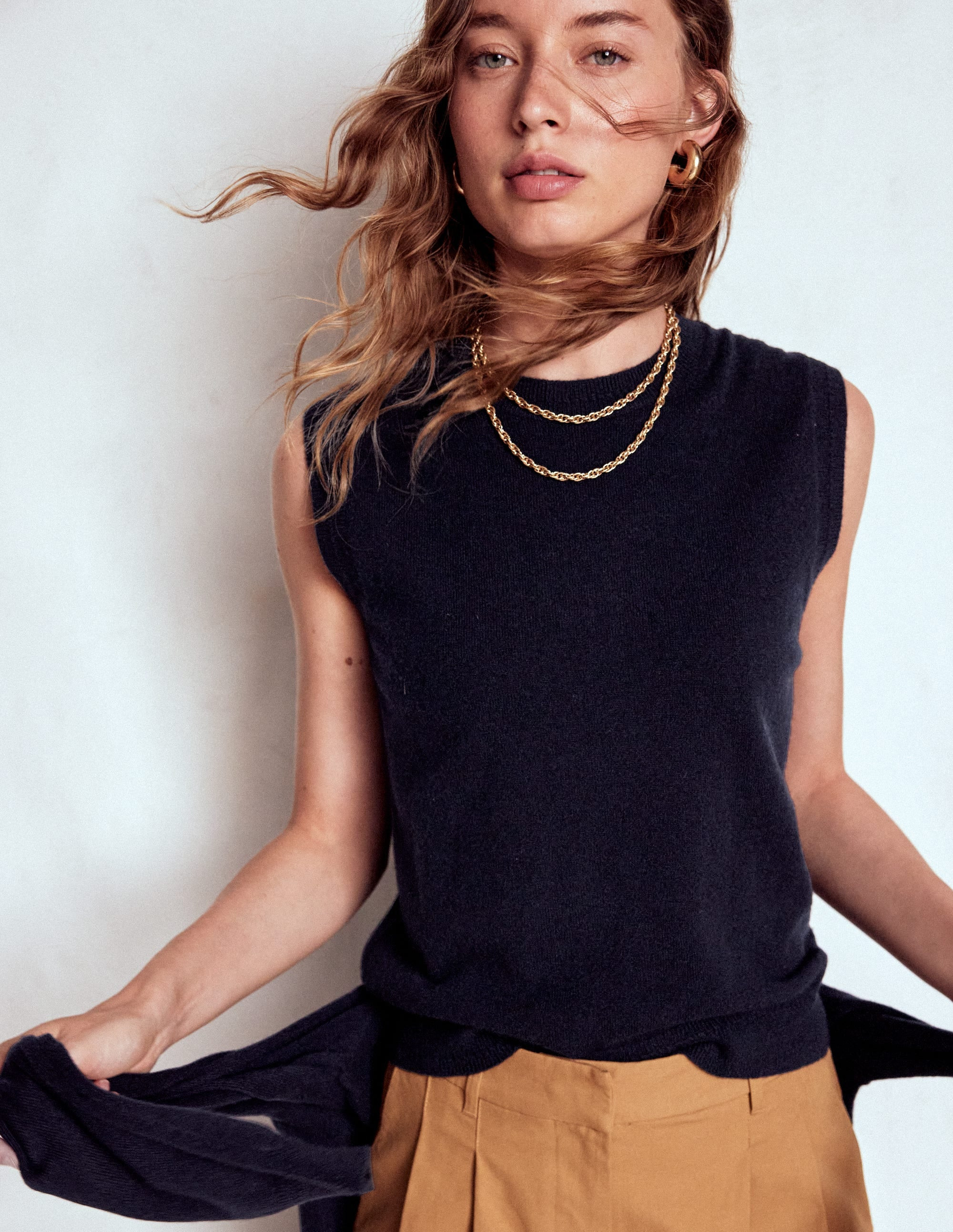 Eva Cashmere Vest-Navy | Boden (US)