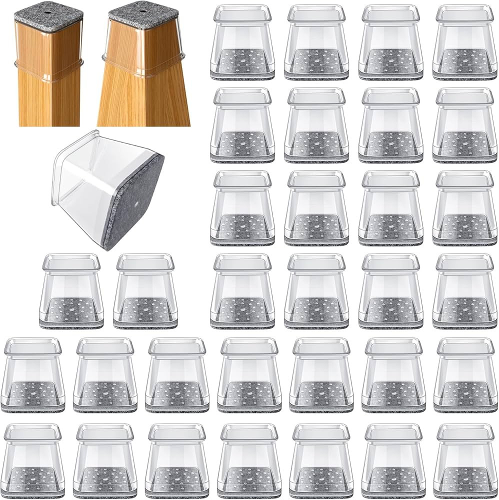 32 Pcs Square Chair Leg Protectors for Hardwood Floors,Felt Furniture Floor Protectors with Silic... | Amazon (US)