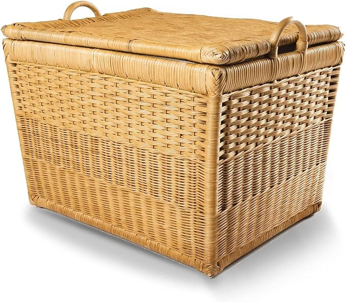 The Basket Lady Lift-Off Lid Wicker Storage Basket, Large, 24.5 in L x 18 in W x 17.5 in H, Sands... | Amazon (US)