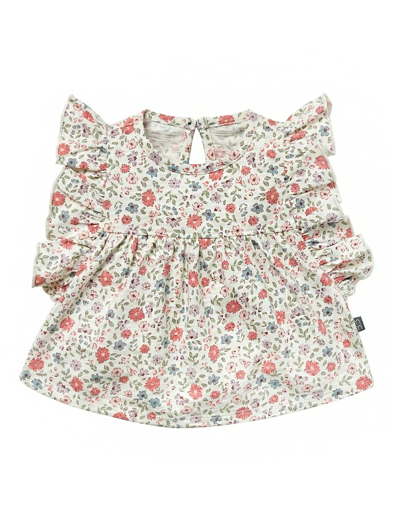 Modern Moments by Gerber Baby Neutral Organic Ruffled Sleeve Top, Sizes 0/3 Months - 24 Months | Walmart (US)