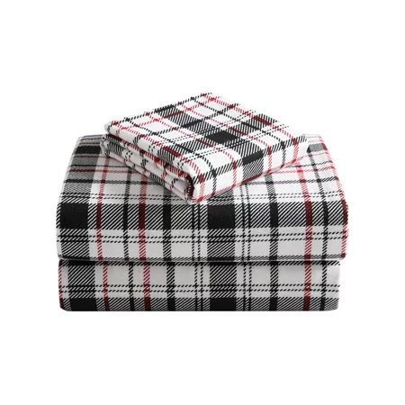 MHF Home Edmund Black/Red Plaid Flannel Sheet Set Twin | Walmart (US)