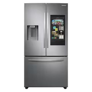 Samsung 35.75 in. W 26.5 cu. ft. 3-Door Family Hub French Door Smart Refrigerator in Fingerprint ... | The Home Depot
