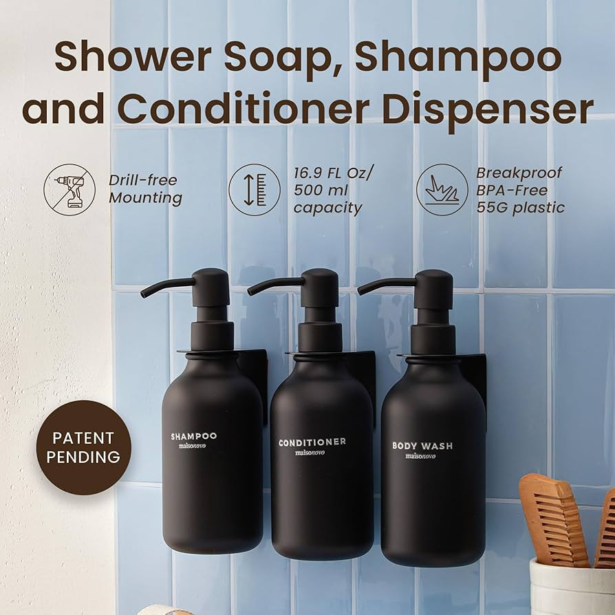 MaisoNovo Shampoo and Conditioner Dispenser - Shower Soap Dispenser Wall Mounted - 16.9 fl oz Set... | Amazon (US)