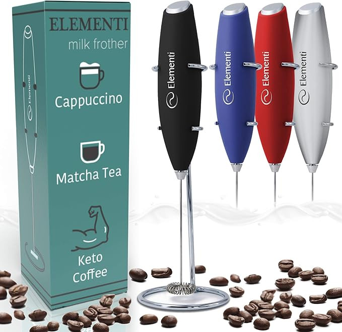 Elementi Milk Frother Handheld Electric Matcha Whisk, Handheld Milk Frother Electric Stirrer and ... | Amazon (US)