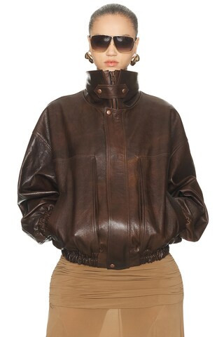 Magda Butrym Aviator Jacket in Brown | FWRD 