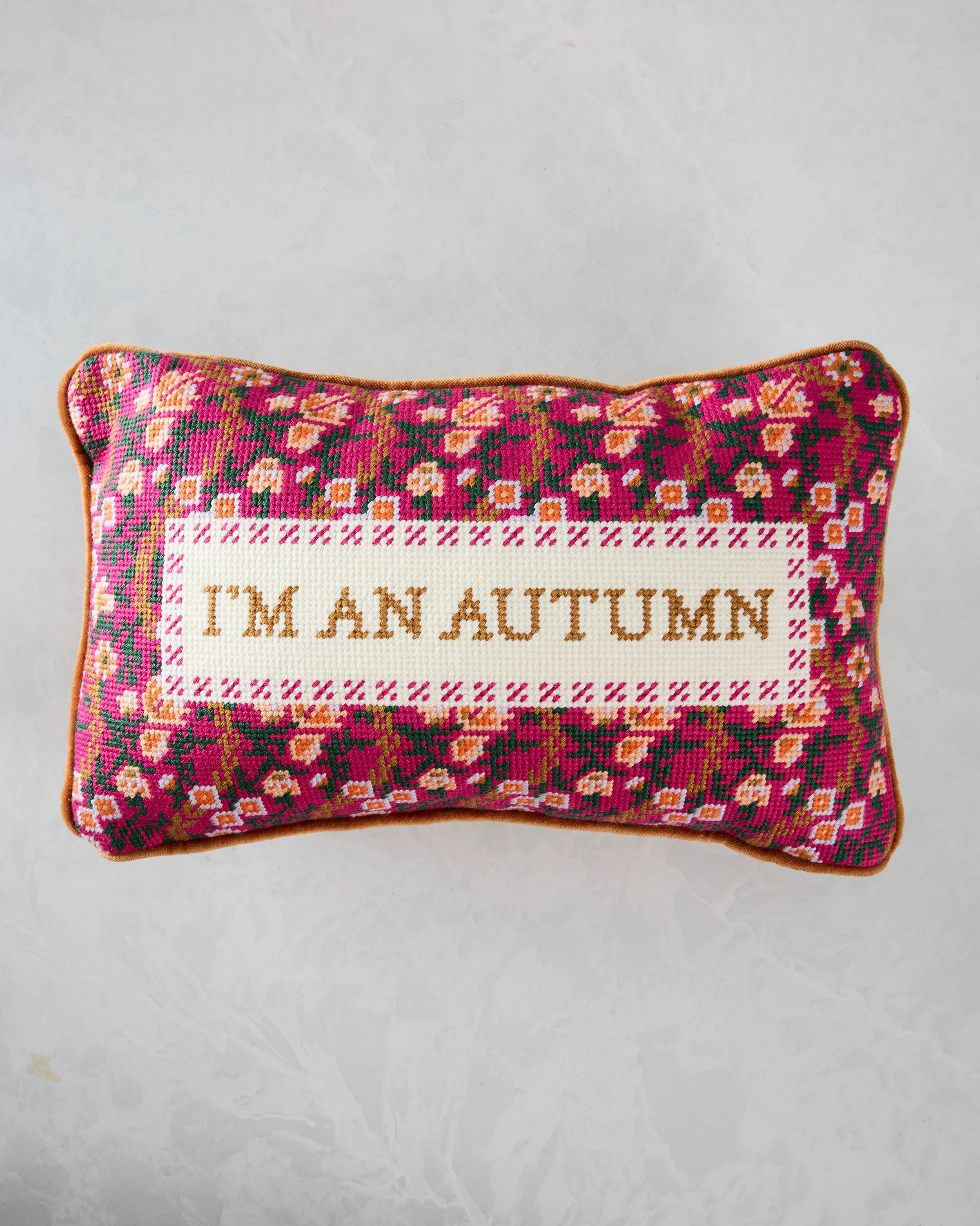 Maroon Combo - I'm An Autumn Needlepoint Pillow - Furbish Studio | Printfresh
