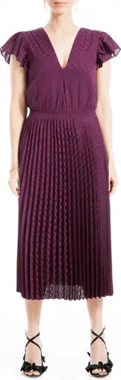 Polka Dot Pleated Satin Midi Dress | Nordstrom Rack