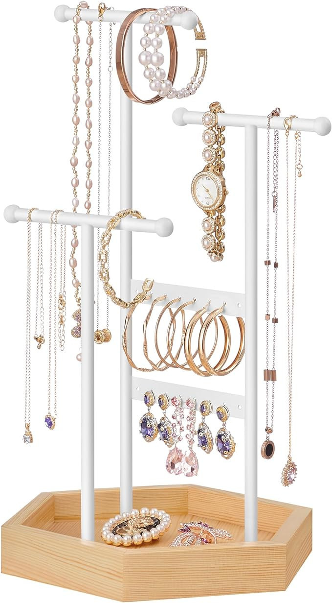 SONGMICS Jewelry Holder, Christmas Gifts, Jewelry Organizer, 4 Independent Zones, Jewelry Display... | Amazon (US)