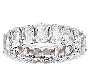 Diamonique 8.50 cttw Oval Eternity Band Ring, P latinum Clad | QVC