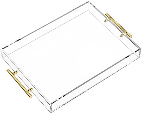 NIUBEE Clear Serving Tray 12x16 Inches -Spill Proof- Acrylic Decorative Tray Organiser for Ottoman C | Amazon (US)