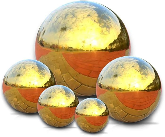 Nerien Gazing Ball, Stainless Steel Garden Mirror Globe, Polished Ornament Sphere, Hollow Floatin... | Amazon (US)
