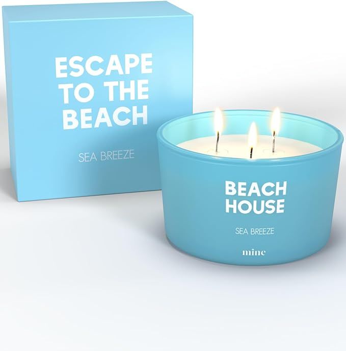 Beach House Candle - Sea Breeze Scented 3 Wick Candle - Calming Ocean Scent - Luxury Home Fragran... | Amazon (US)