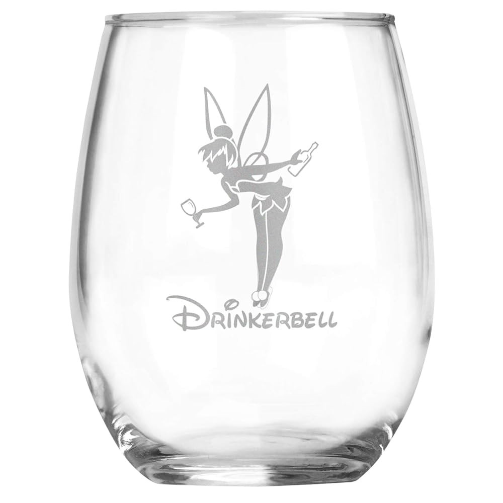 Fairy Gifts - Drinkerbell - 15 oz Stemless Adult Disney Princess Tinkerbell Inspired Wine Glass -... | Amazon (US)
