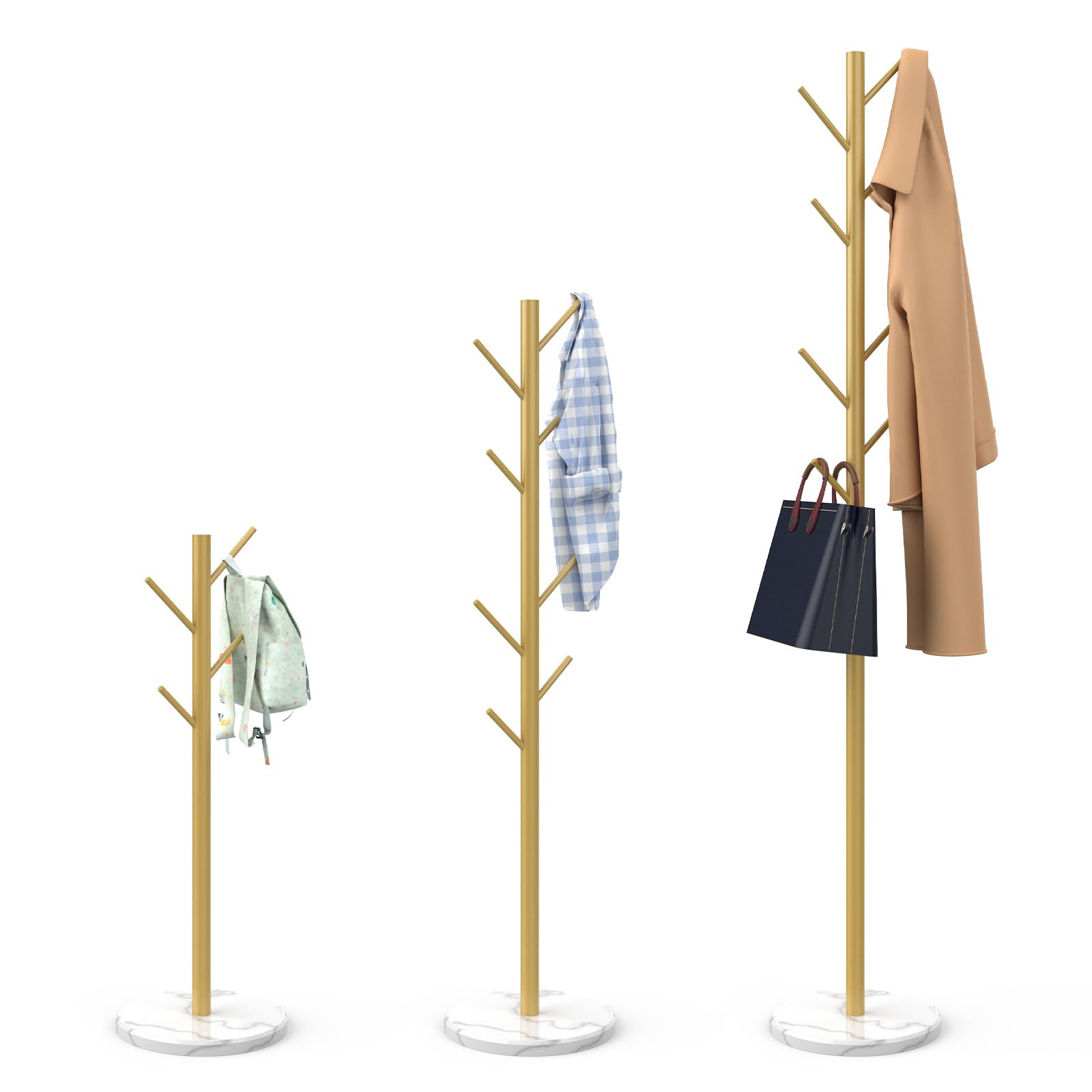 Heavy Duty Coat Rack with Natural Marble Base, Freestanding Metal Coat Stand with 8 Hooks, Modern... | Amazon (US)
