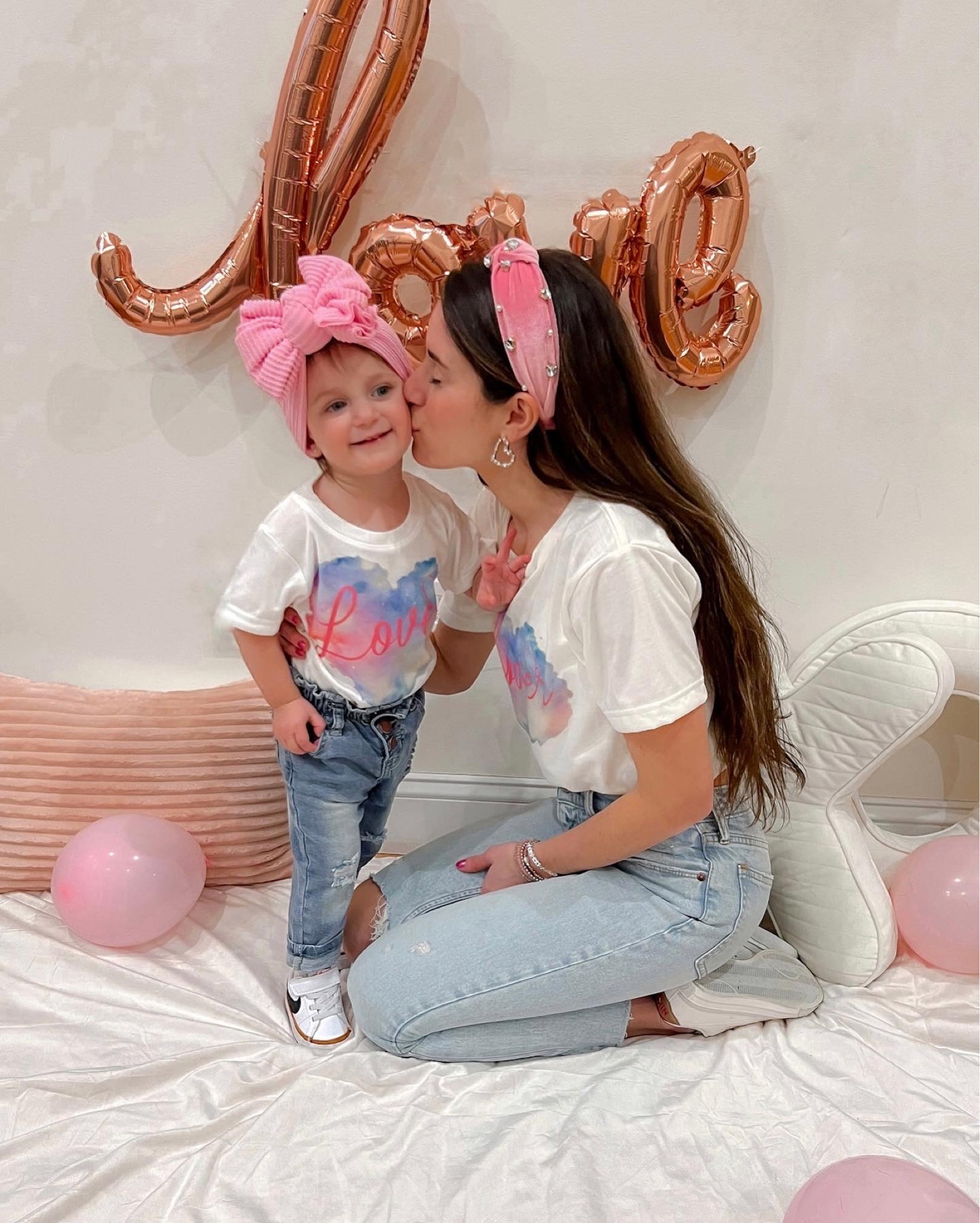 Mom and daughter matching ; lover tee ; bow headband ; spring outfit ; Abercrombie 90s jeans ; Abercrombie jeans 

Bow @tyednknots - code JULES

#LTKfamily #LTKbaby #LTKSpringSale