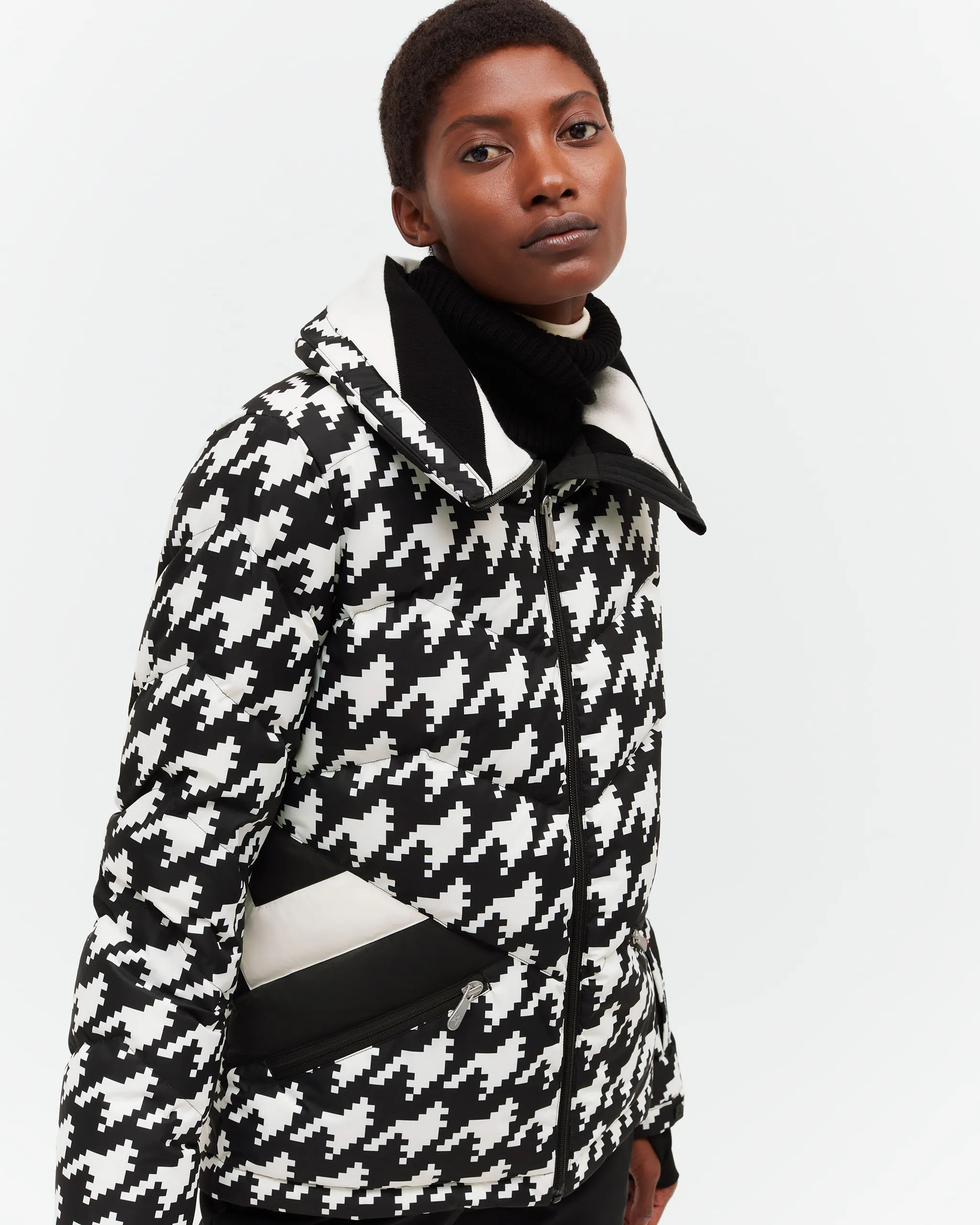 Houndstooth Après Duvet Down Jacket | Perfect Moment