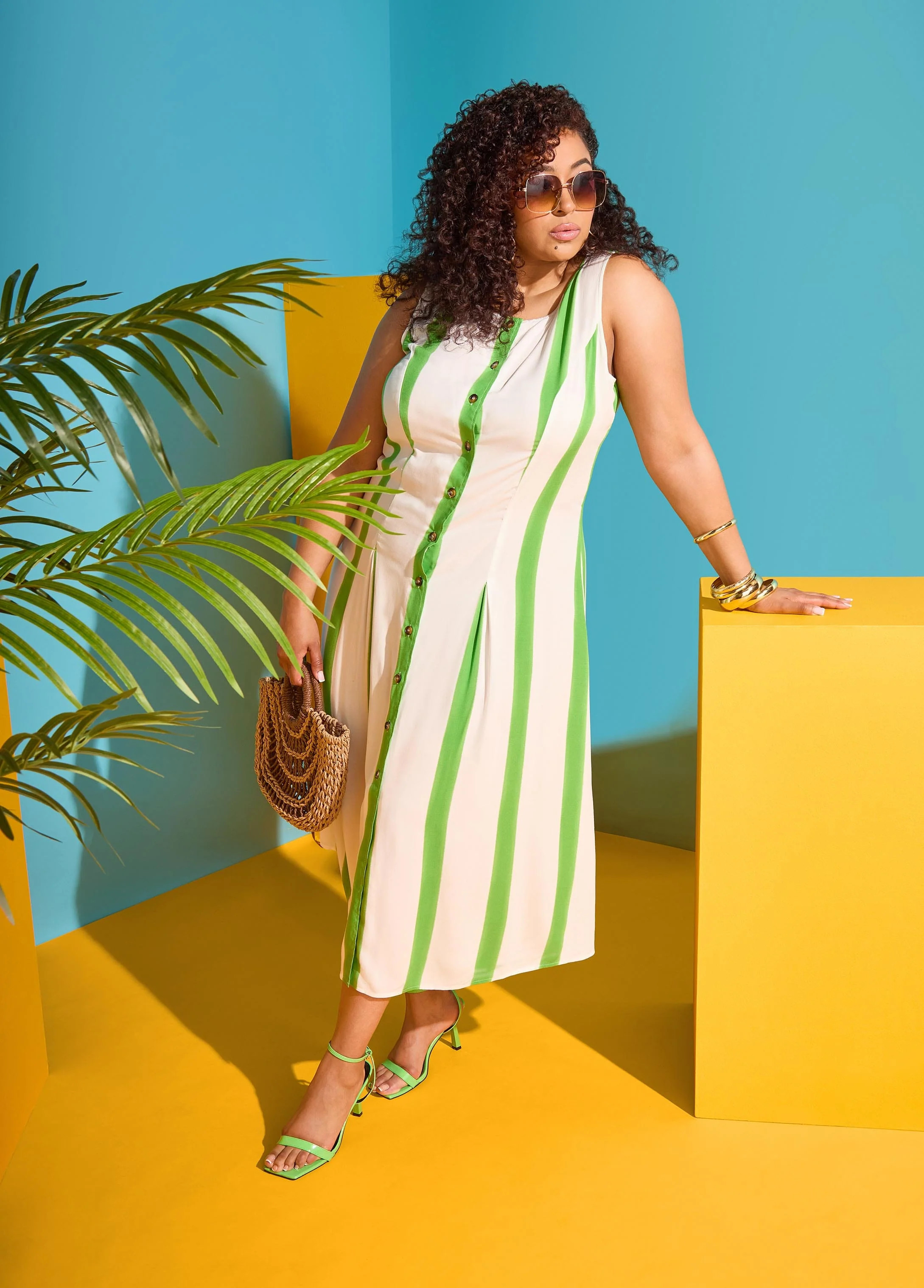Striped Maxi Shirtdress | Ashley Stewart