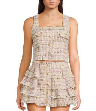 KatieJNYC Mila Tweed Plaid Coordinating Top | Dillard's | Dillard's