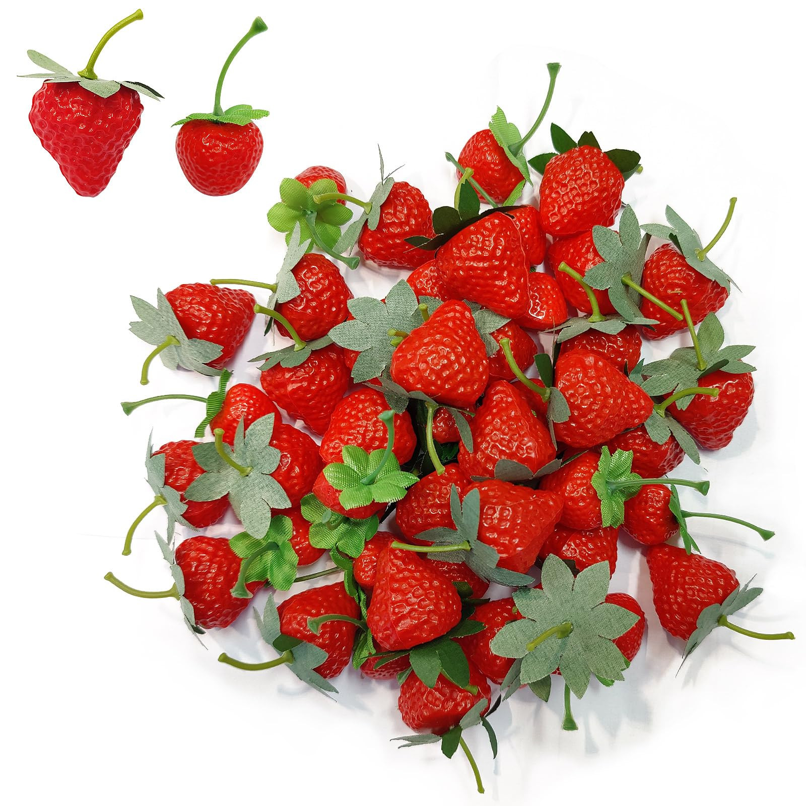 60PCS Fake Strawberries Fake Fruit Artificial Strawberry Kitchen Décor Plastic Strawberry Party ... | Amazon (US)