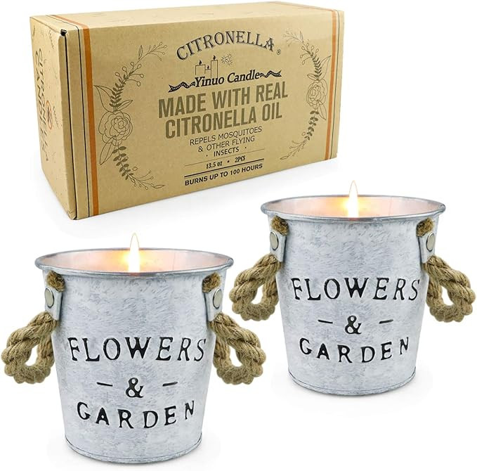 Citronella Scented Candles,13.5 Oz Soy Wax Bucket Candles Flower Pot Travel Tin Aromatherapy Cand... | Amazon (US)