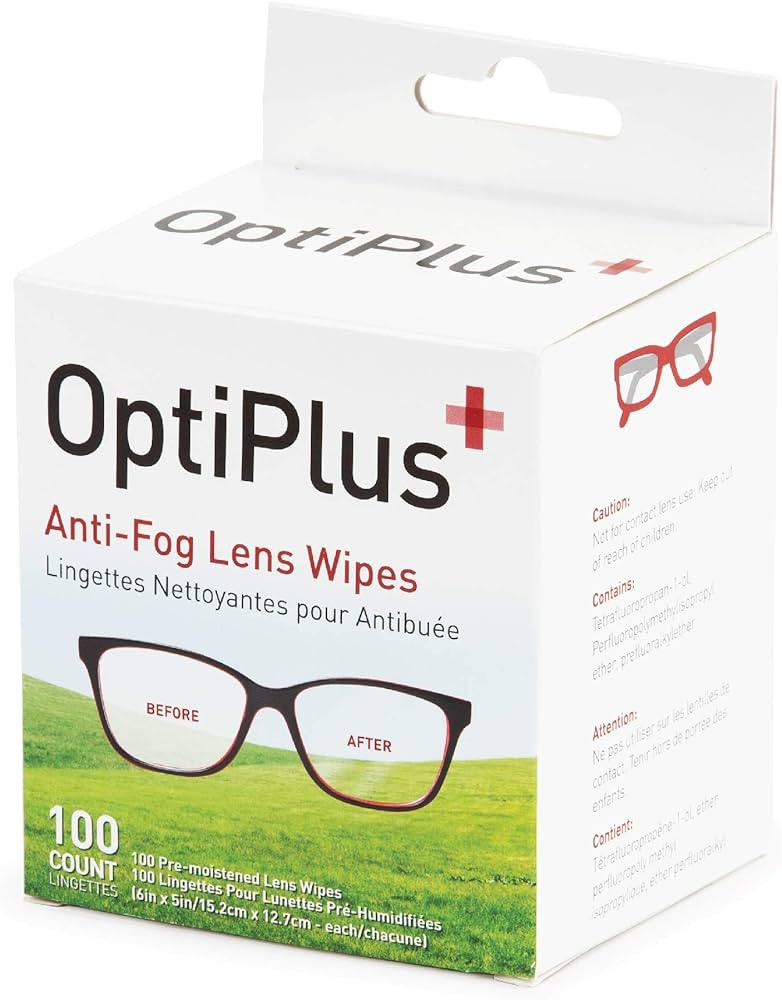 OptiPlus Anti Fog Pre-Moistened Cleaning Wipes for Glasses, Screens, Lenses - Quick-Dry, Scratch-... | Amazon (US)