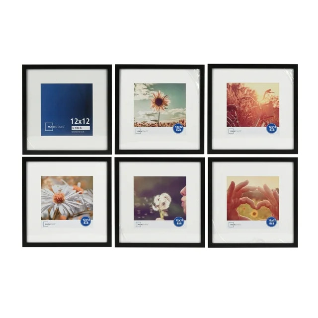 Mainstays 6-Piece 12x12 Matted Gallery Wall Picture Frame Set, Black - Walmart.com | Walmart (US)