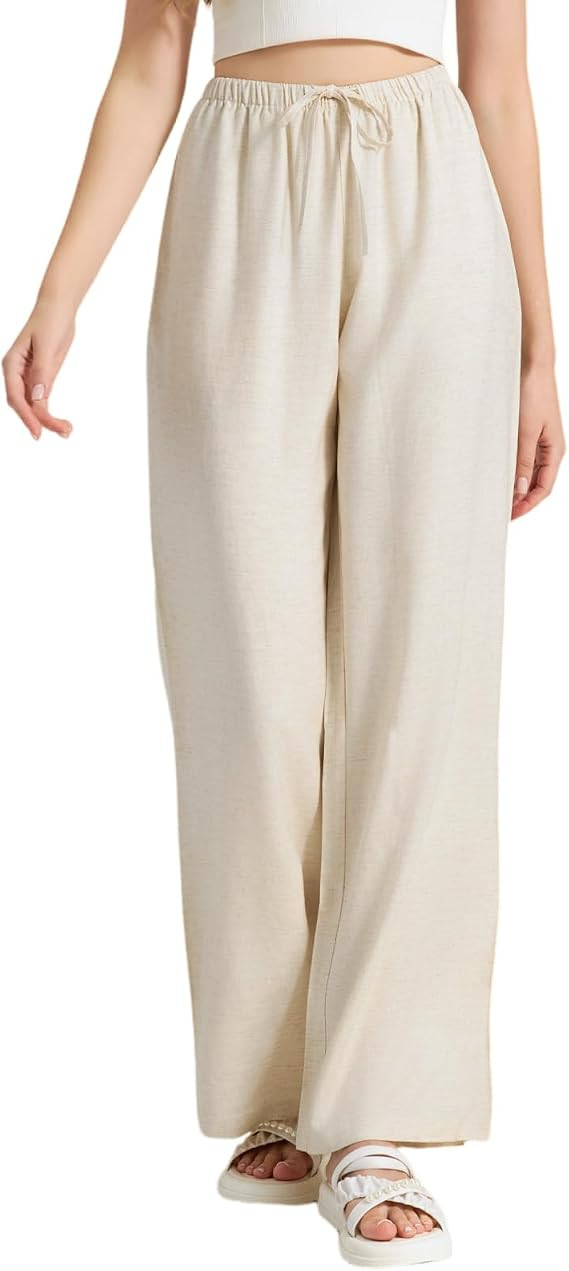 Tall Women Linen Pants 32"/34"/36" Inseam Summer Casual Wide Leg Pants | Amazon (US)