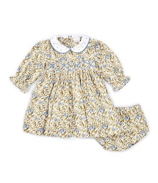 Baby Girls 3-24 Months Peter Pan Long Sleeve Floral Smocked Dress | Dillard's