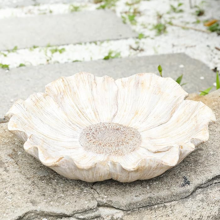 MUMTOP Bird Baths for Outdoors, Antique Outdoor Garden Bird Bath Resin Flower Birdbath Bowl for O... | Amazon (US)
