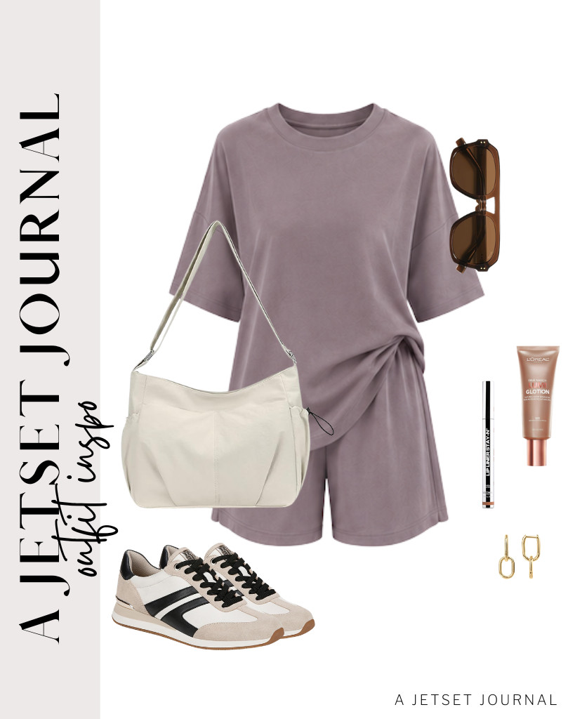 How about a matching taupe oversized tee-and-shorts set? This nylon tote bag and Naturalizer Lorena sneakers complement this fit. Finish the look with PAVOI earrings and L'Oréal Paris Makeup True Match Lumi Glotion.

#LTKSeasonal #LTKSaleAlert #LTKTravel
 

 