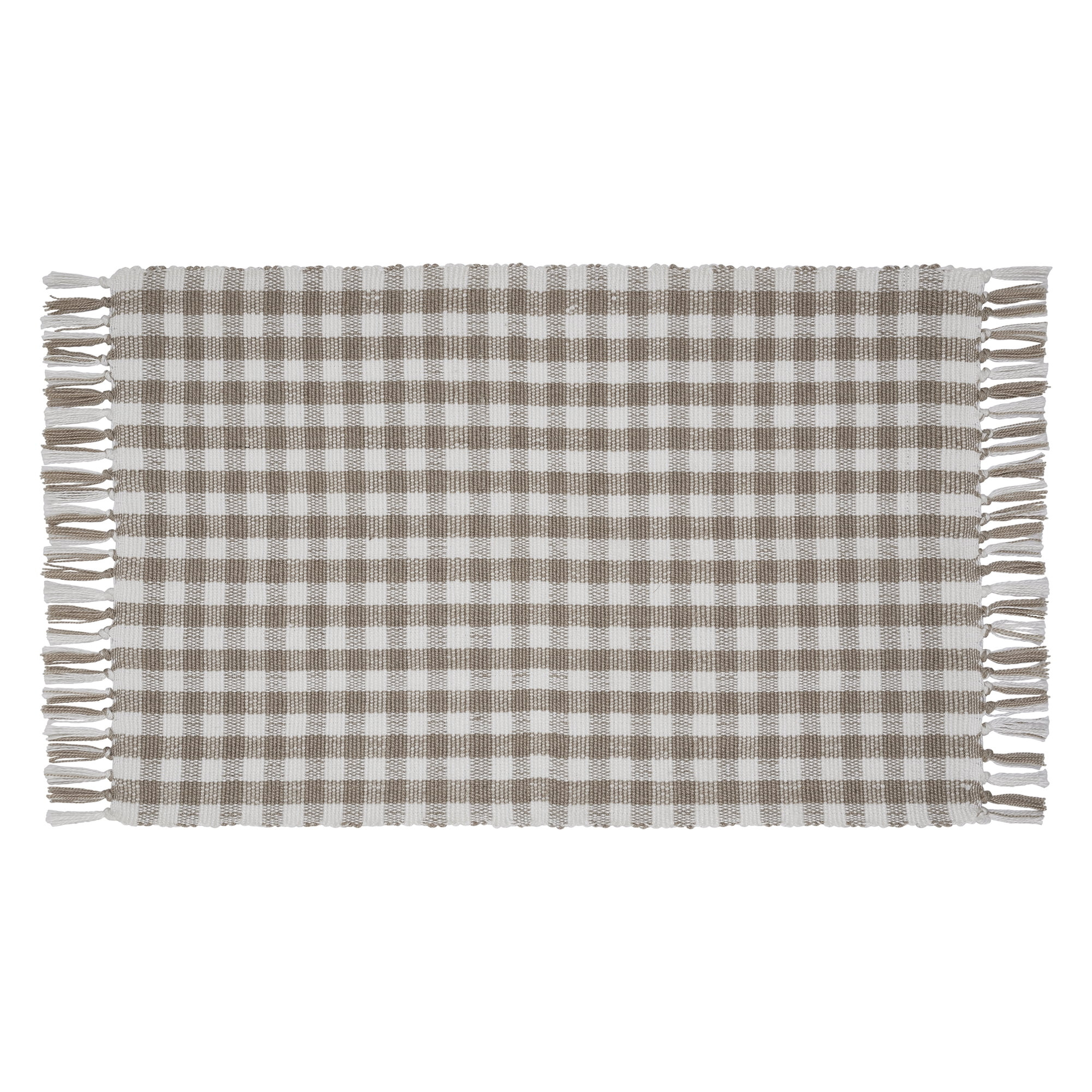 My Texas House Taupe Gingham Fringe Indoor/Outdoor Layering Rug, 24" x 38" | Walmart (US)