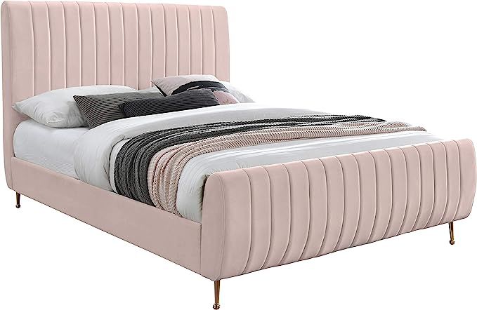 Meridian Furniture Zara Collection Modern | Contemporary Velvet Upholstered Bed with Deep Channel... | Amazon (US)