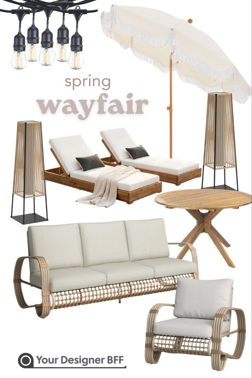 Freshen up your outdoor space with chic spring finds from Wayfair 🌿 From cozy lounge seating and woven accents to stylish lighting and a breezy umbrella, these pieces bring effortless warmth and modern charm to any patio.

#LTKSeasonal #LTKHome