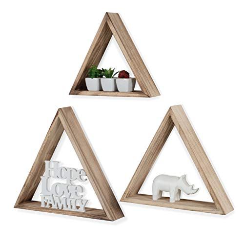 Rustic State Dante Wall Mount Triangle Wooden Box Geometric Floating Shelf Distressed Walnut Varying | Amazon (US)