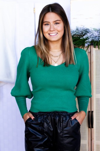 Vneck Puff Sleeve Top | Material Girls