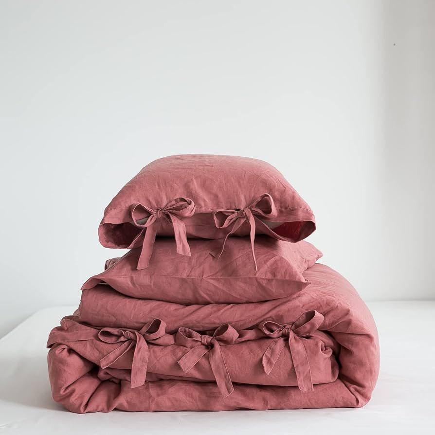Simple&Opulence 100% Linen Duvet Cover Set, 3 Pieces Belgian Flax Breathable Bedding, Queen Size ... | Amazon (US)