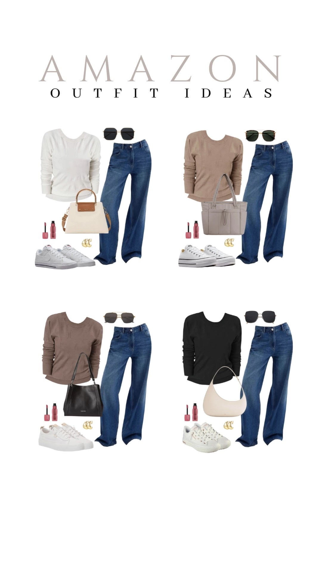 Here are five ways to style a knit sweater with baggy jeans and a cute tote bag.
converse shoes, basic top, layering pieces, elf lip gloss, amazon fashion, fall style, trendy look, viral fashion, affordable style, amazon favorite, top picks, best seller, fall look, fall outfit idea

#LTKStyleTip #LTKU #LTKSeasonal