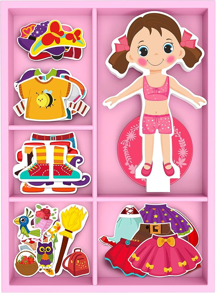 TOYSTER'S Magnetic Wooden Dress-Up Dolls Toy | Pretend Play Set Includes: 1 Wood Doll with 30 Ass... | Amazon (US)