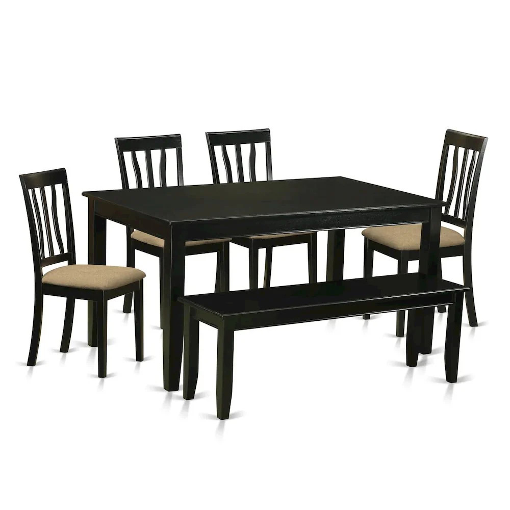 DUAN6-BLK-C 6 Pc Kitchen nook Dining set - Dinette Table and 4 Kitchen Dining Chairs in addition to Bench | Shop Simon