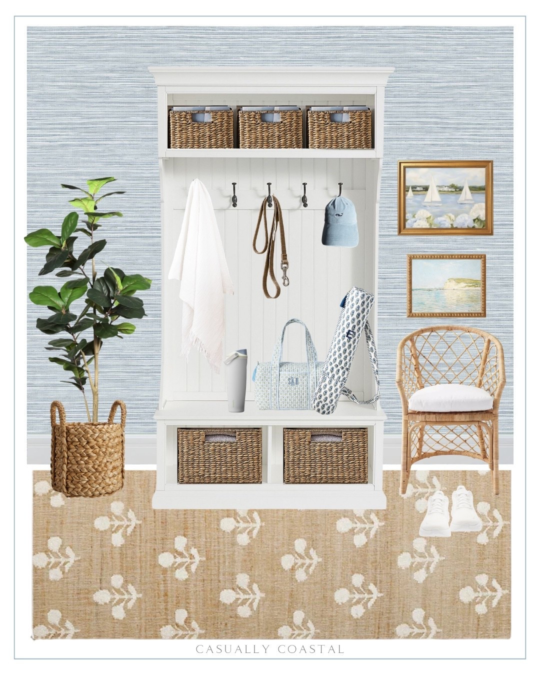 Entryway with Hall Tree

Coastal home, coastal decor, coastal rug, coastal tree, coastal wall art, coastal artwork, coats of chair, coastal baskets, pottery barn hall tree, fiddle leaf fig tree, coastal wallpaper, blue peel and stick wallpaper, seagrass basket, handwoven basket, upholstered accent chair, wayfair chair, wayfair rug, wool and jute area rug, block print quilted yoga bag, block print quilted weekender bag, vineyard vines baseball hat, owala stainless steel water bottle, framed wall art, nautical sailboat art, white Clifton hokas, rattan dining chair

#LTKHome