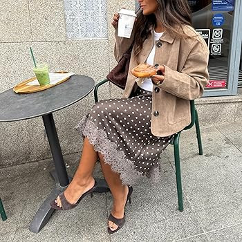 Women Polka Dot Satin Lace Skirt Silk Lace Trim Long Skirts A Line Vintage Y2k Going Out Streetwe... | Amazon (US)