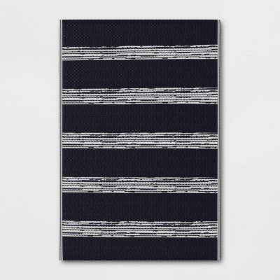 4' x 6' Outdoor Rug Dark Navy Stripe - Room Essentials™ | Target