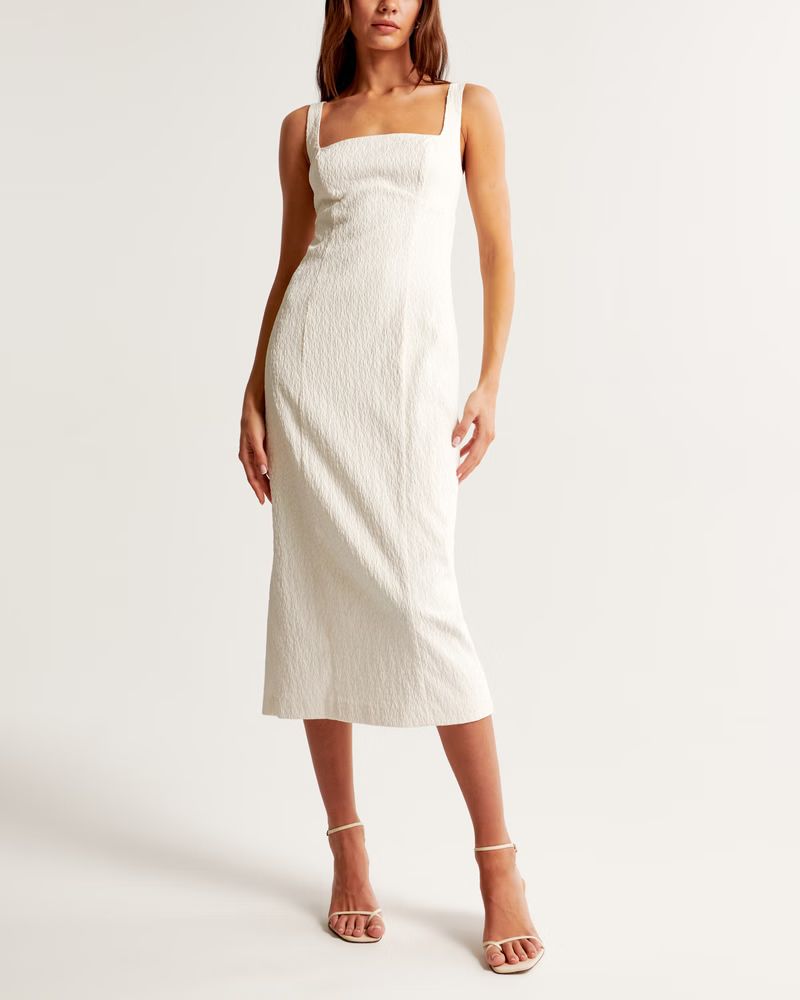 Textured Clean Column Midi Dress | Abercrombie & Fitch (US)
