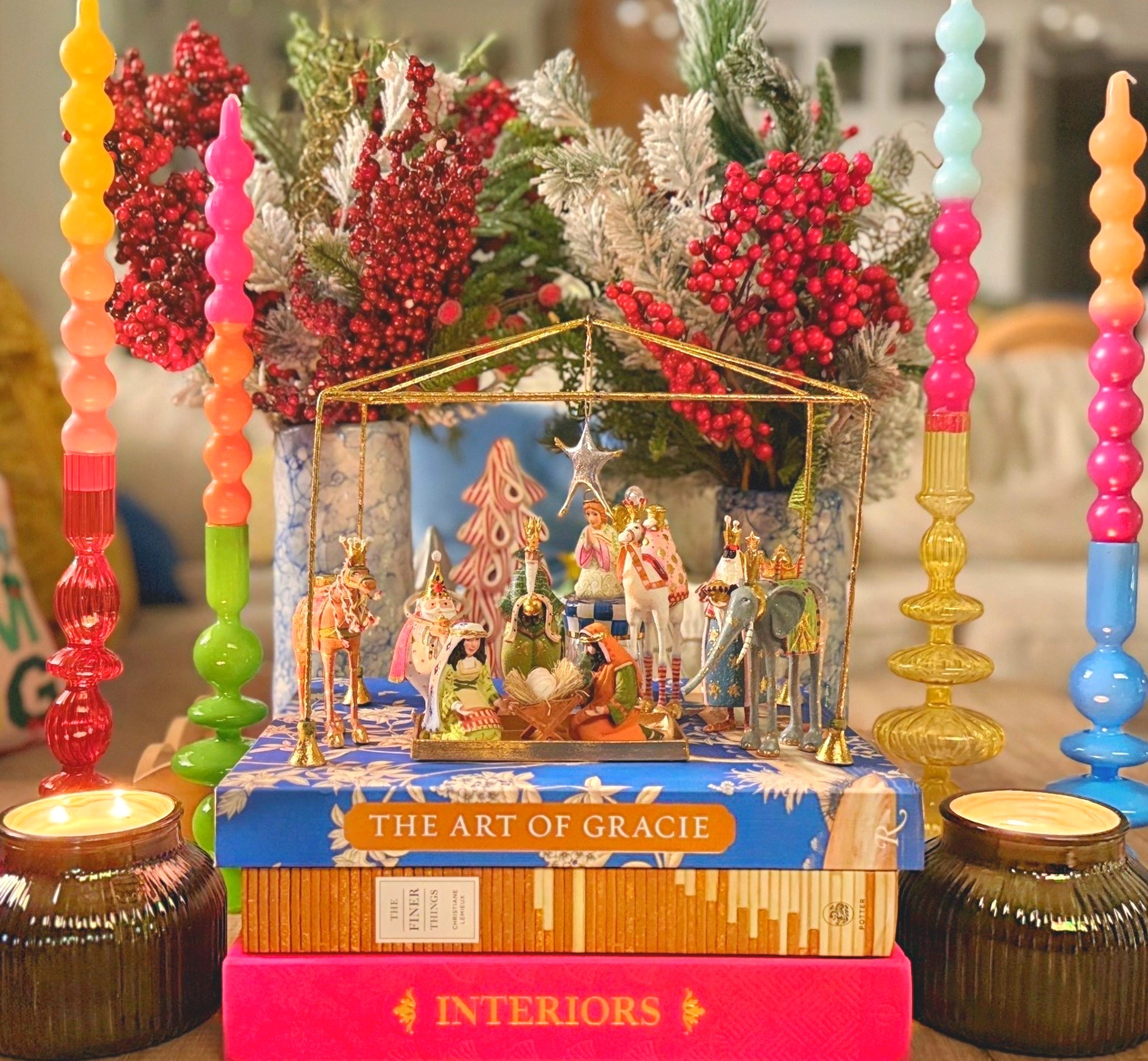The most wonderful and colorful time of the year! Love a colorful, magical Christmas. Linked similar vases as many have been collected over the years 🫶🏼

#LTKSeasonal #LTKHoliday #LTKHome