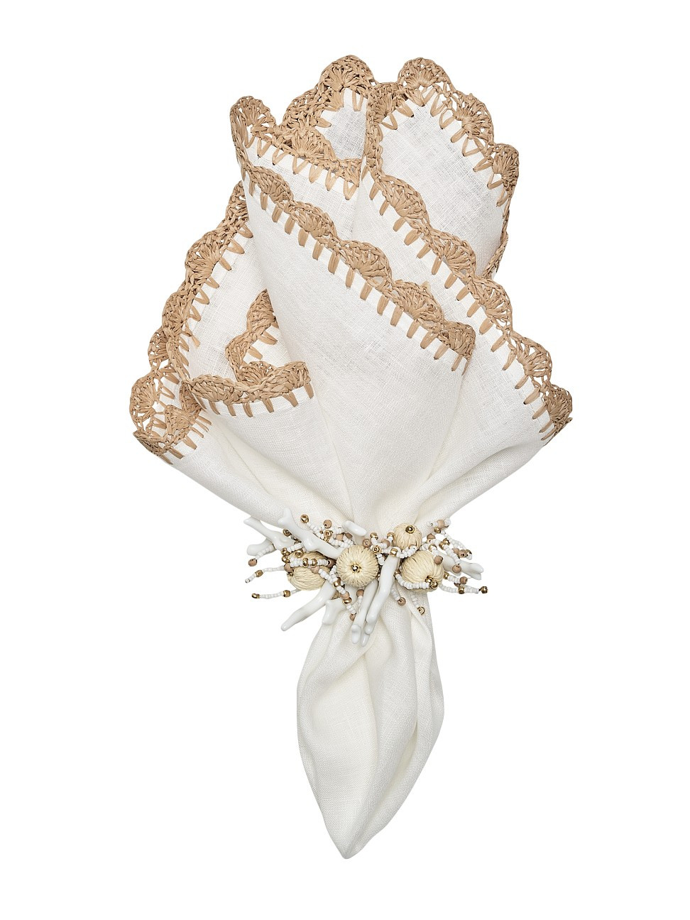 Shell-Edge Linen Napkin - White - White | Saks Fifth Avenue