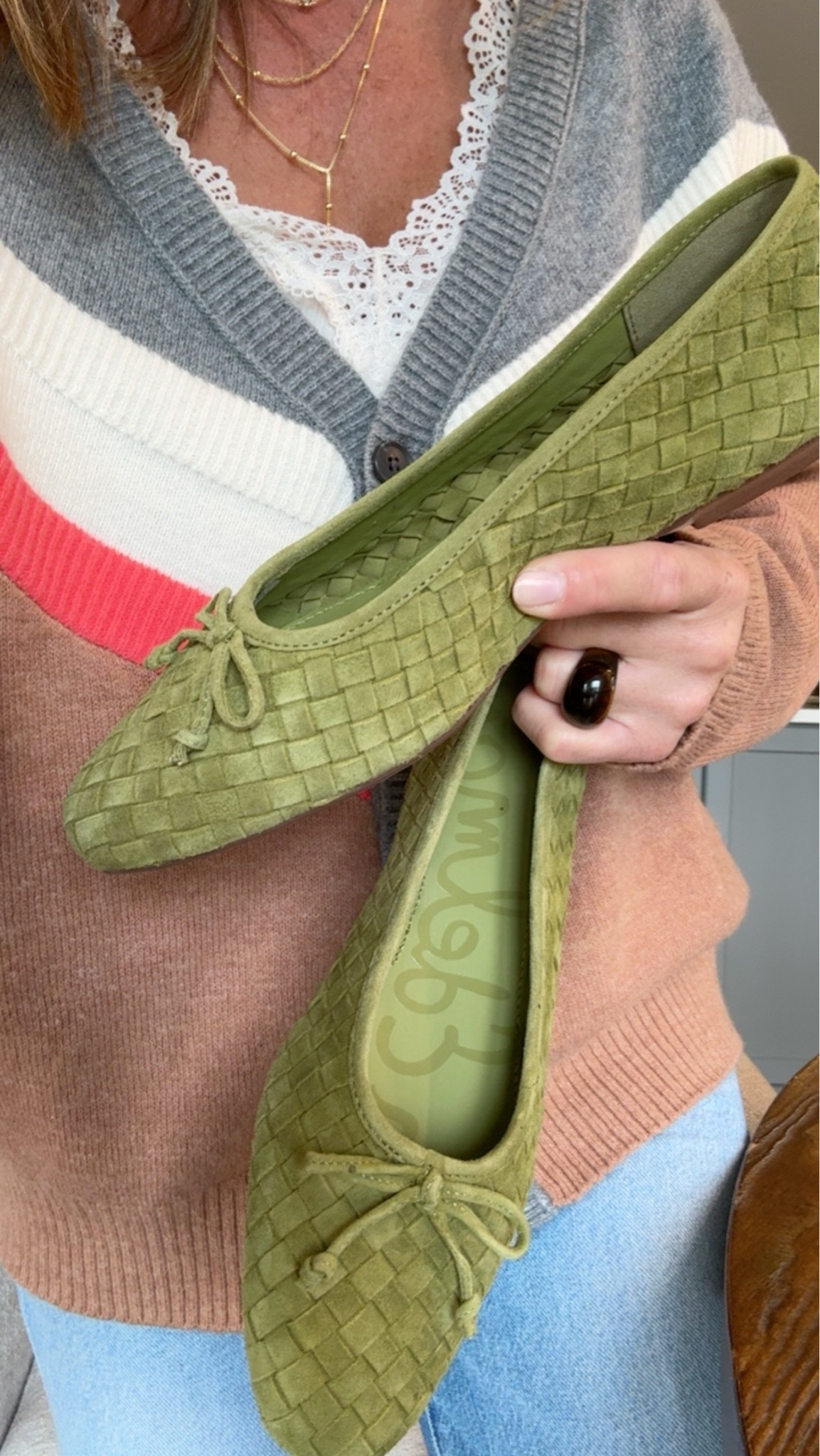 A fun pop of green. 
Fit tts 
XS cardigan

#LTKootd #LTKmomlife