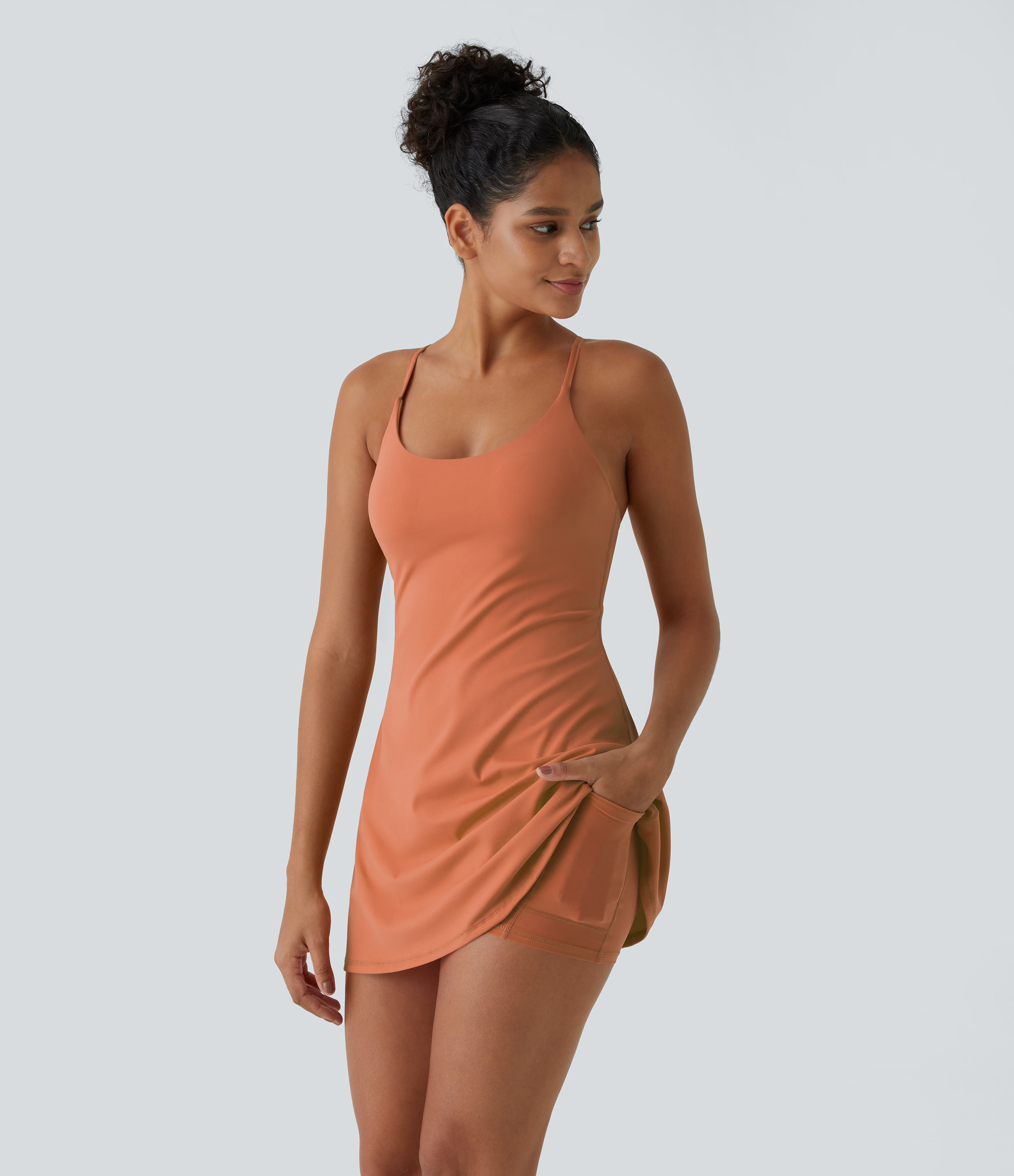 Halara Softlyzero™ Plush Backless Active Dress-Easy Peezy Edition Workout Dress - Sun Baked - S | HALARA